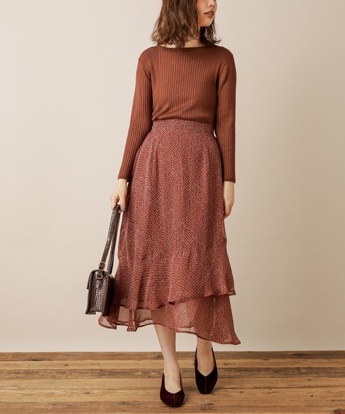 natural couture（ナチュラルクチュール）の「リーちゃんのアシメティアードスカート（スカート・レディース・オフホワイト/ブラック/ラベンダー/ボルドー・FREE）」の18枚目の写真