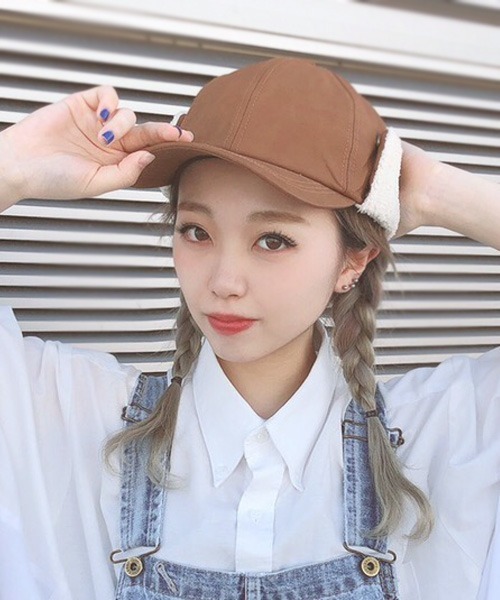 polcadot（ポルカドット）の「[Ruben]PU EAR FLAP CAP/フェイクレザー イヤーボア キャップ（キャップ・レディース・ブラック/カーキ/キャメル・FREE）」の3枚目の写真