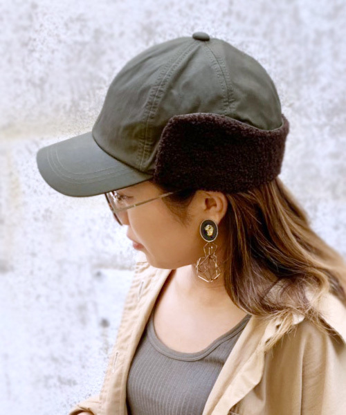 polcadot（ポルカドット）の「[Ruben]PU EAR FLAP CAP/フェイクレザー イヤーボア キャップ（キャップ・レディース・ブラック/カーキ/キャメル・FREE）」の2枚目の写真