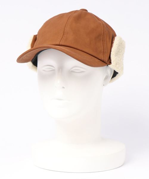 polcadot（ポルカドット）の「[Ruben]PU EAR FLAP CAP/フェイクレザー イヤーボア キャップ（キャップ・レディース・ブラック/カーキ/キャメル・FREE）」の5枚目の写真
