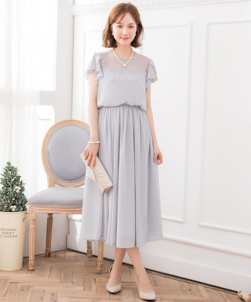 セール 結婚式ワンピースデコルテレースシフォンマキシ丈ワンピースロングドレス ドレス Dress Star ドレス スター のファッション通販 Zozotown