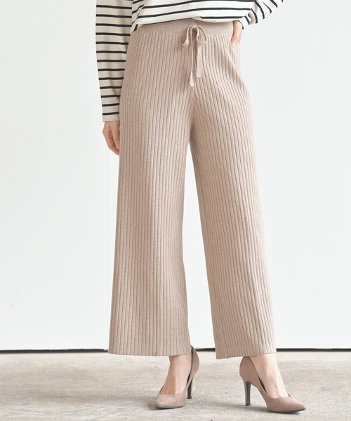 rps（アールピーエス）の「リブニットワイドパンツ（その他パンツ・レディース・ブラック/ベージュ系その他/キャメル/ベージュ系その他3・M）」の3枚目の写真