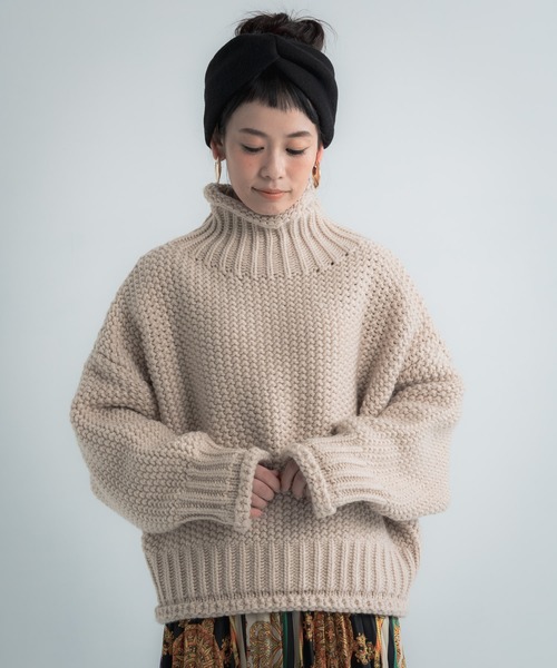 Libra Cue（リブラ キュー）の「Libra ローゲージルーズフィットニット（ニット/セーター・レディース・アイボリー/モカ/ブラック・FREE）」の4枚目の写真