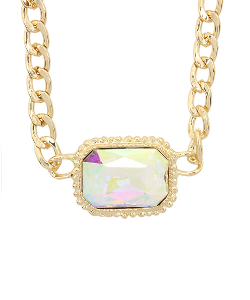 WEGO（ウィゴー）の「WEGO/スクエアビジューネックレス（ネックレス・レディース・ホワイト/ブラック/グリーン・FREE）」の2枚目の写真