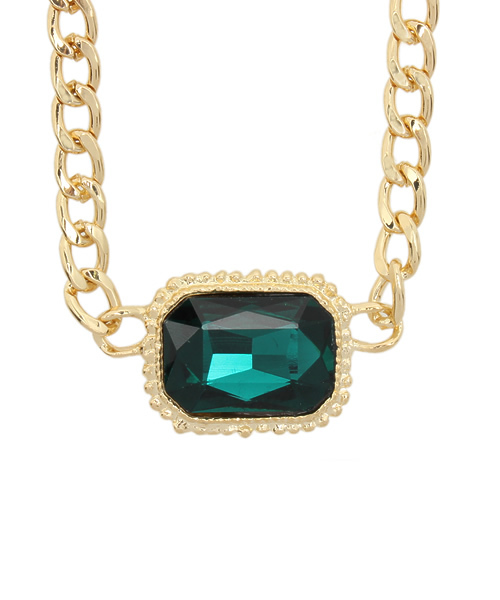 WEGO（ウィゴー）の「WEGO/スクエアビジューネックレス（ネックレス・レディース・ホワイト/ブラック/グリーン・FREE）」の3枚目の写真