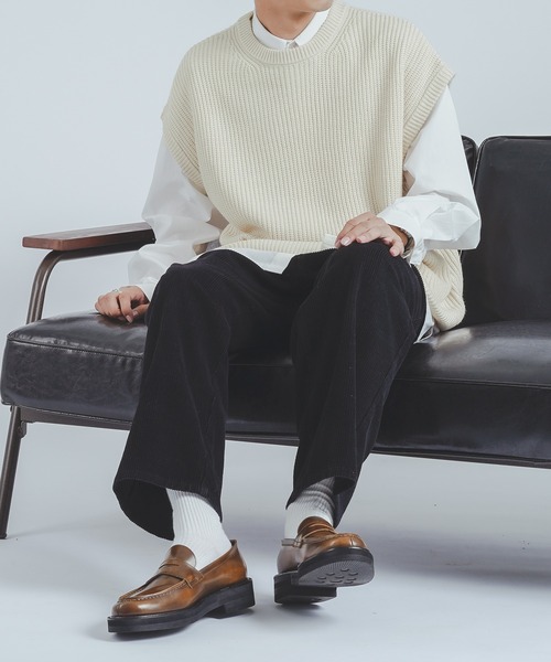 epnok（エプノック）の「クルーネックニットベスト（ベスト・メンズ・ネイビー/グレー/アイボリー・FREE）」の8枚目の写真