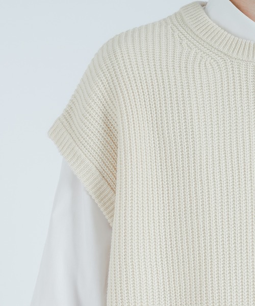 epnok（エプノック）の「クルーネックニットベスト（ベスト・メンズ・ネイビー/グレー/アイボリー・FREE）」の12枚目の写真