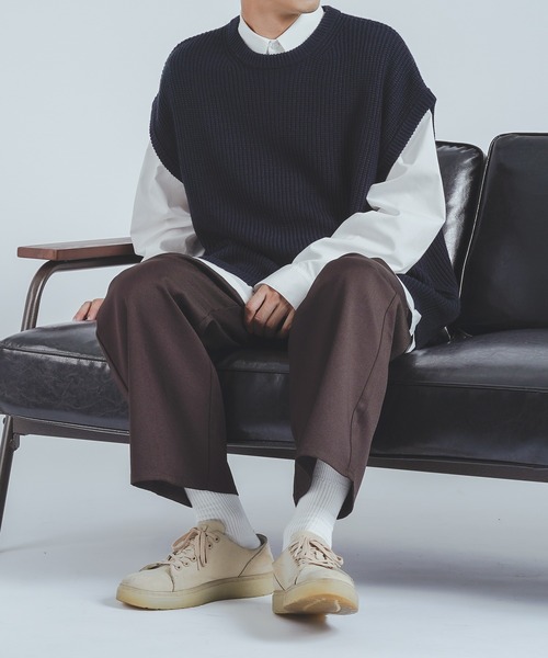 epnok（エプノック）の「クルーネックニットベスト（ベスト・メンズ・ネイビー/グレー/アイボリー・FREE）」の19枚目の写真