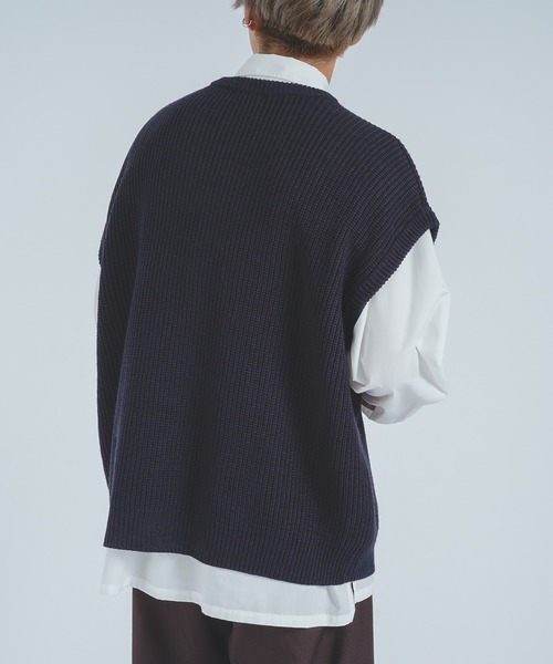 epnok（エプノック）の「クルーネックニットベスト（ベスト・メンズ・ネイビー/グレー/アイボリー・FREE）」の17枚目の写真