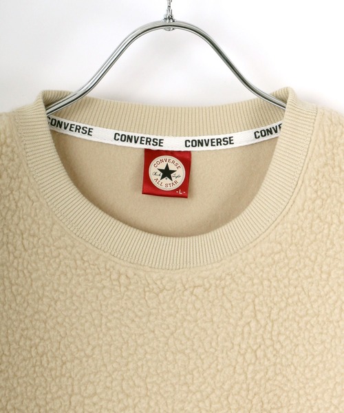 CONVERSE(コンバース)の「CONVERSE/コンバース シープボア シューズ ロゴ 刺繍 ワンポイント スウェット トレーナー(スウェット・メンズ・ホワイト/ブラック/ベージュ/グリーン・M/L)」の9枚目の写真
