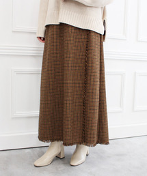 チェックフリンジラップスカート