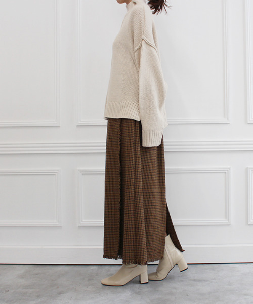 MODE ROBE（モードローブ）の「チェックフリンジラップスカート（スカート・レディース・ブラウン・FREE）」の3枚目の写真