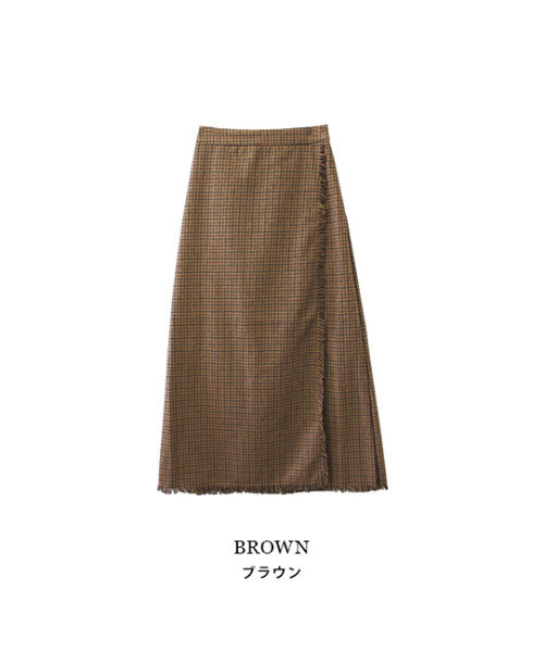MODE ROBE（モードローブ）の「チェックフリンジラップスカート（スカート・レディース・ブラウン・FREE）」の13枚目の写真