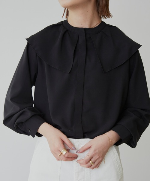 Aunt Marie's（アントマリーズ）の「ビックカラーブラウス（シャツ/ブラウス・レディース・ブラック/ホワイト/ドット・FREE）」の5枚目の写真