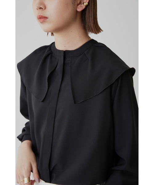 Aunt Marie's（アントマリーズ）の「ビックカラーブラウス（シャツ/ブラウス・レディース・ブラック/ホワイト/ドット・FREE）」の4枚目の写真