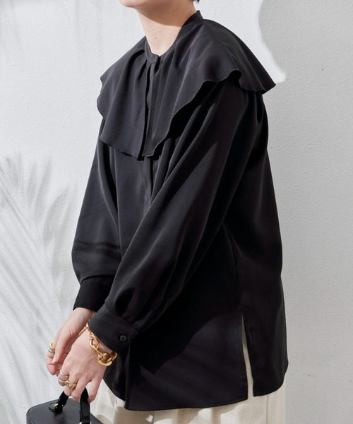 Aunt Marie's（アントマリーズ）の「ビックカラーブラウス（シャツ/ブラウス・レディース・ブラック/ホワイト/ドット・FREE）」の20枚目の写真