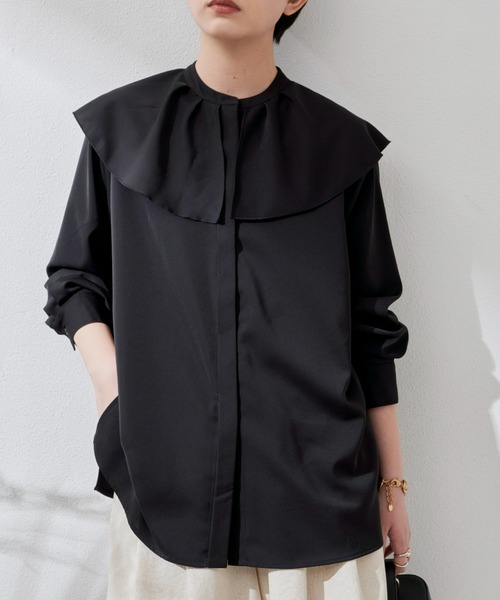 Aunt Marie's（アントマリーズ）の「ビックカラーブラウス（シャツ/ブラウス・レディース・ブラック/ホワイト/ドット・FREE）」の12枚目の写真