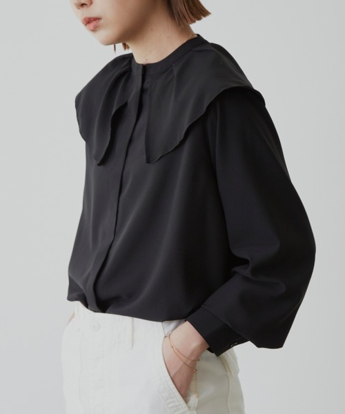 Aunt Marie's（アントマリーズ）の「ビックカラーブラウス（シャツ/ブラウス・レディース・ブラック/ホワイト/ドット・FREE）」の13枚目の写真