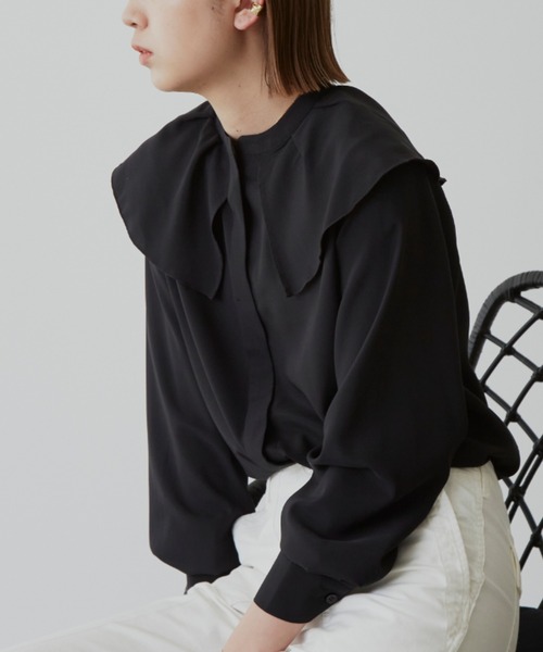 Aunt Marie's（アントマリーズ）の「ビックカラーブラウス（シャツ/ブラウス・レディース・ブラック/ホワイト/ドット・FREE）」の11枚目の写真