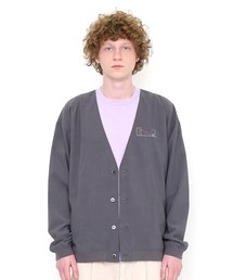 グッズアンドシェルブス｜グラフィックカーディガン(グレー)