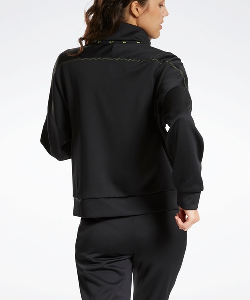 Reebok（リーボック）の「DMX トラック ジャケット / DMX Track Jacket（ジャージ・レディース・ブラック×イエロー・SMALL/MEDIUM/LARGE/X-LARGE）」の2枚目の写真