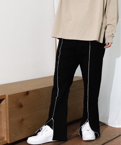 Per sist ence(パーシエンス)の「Per sist ence/パーシエンス フロントメロウフレアパンツ(その他パンツ・レディース・ミント/ベージュ/ブラック・FREE)」の2枚目の写真