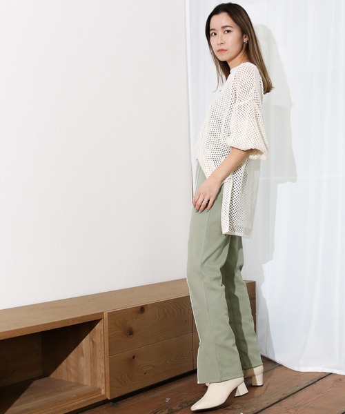 Per sist ence(パーシエンス)の「Per sist ence/パーシエンス フロントメロウフレアパンツ(その他パンツ・レディース・ミント/ベージュ/ブラック・FREE)」の11枚目の写真