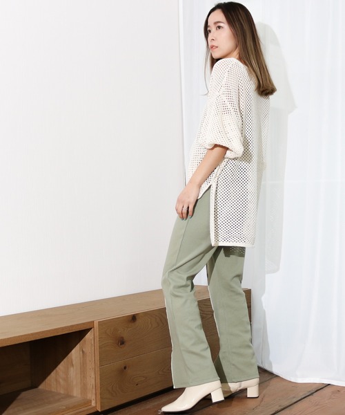 Per sist ence(パーシエンス)の「Per sist ence/パーシエンス フロントメロウフレアパンツ(その他パンツ・レディース・ミント/ベージュ/ブラック・FREE)」の10枚目の写真