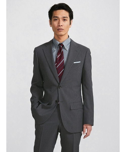 スーパーセール超特価 セール 上下洗える 制菌 Web限定スーツ 4wayストレッチ ストライプ グレー スーツセット Perfect Suit Factory パーフェクトスーツファクトリー のファッション ルームミラー型 Arenatheatre Net