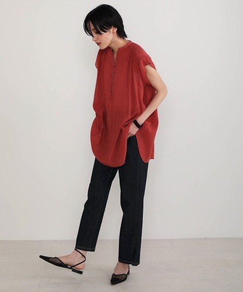 Bou Jeloud（ブージュルード）の「シフォン楊柳ギャザーブラウス（シャツ/ブラウス・レディース・ホワイト/ブラック/ブラウン/マスタード・FREE）」の13枚目の写真