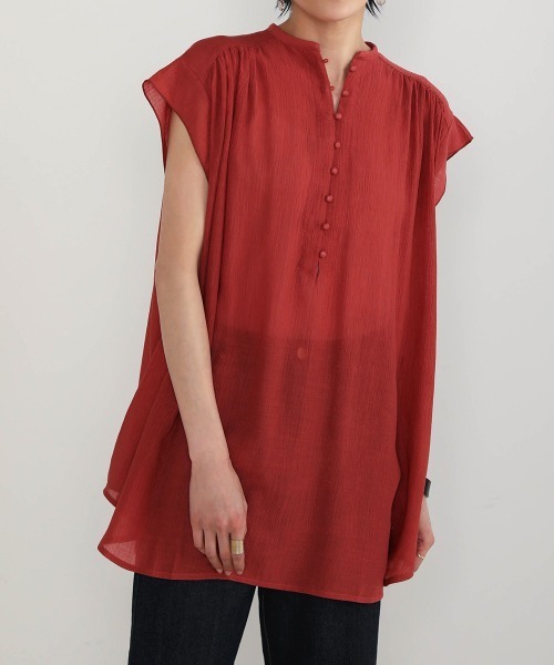 Bou Jeloud（ブージュルード）の「シフォン楊柳ギャザーブラウス（シャツ/ブラウス・レディース・ホワイト/ブラック/ブラウン/マスタード・FREE）」の17枚目の写真