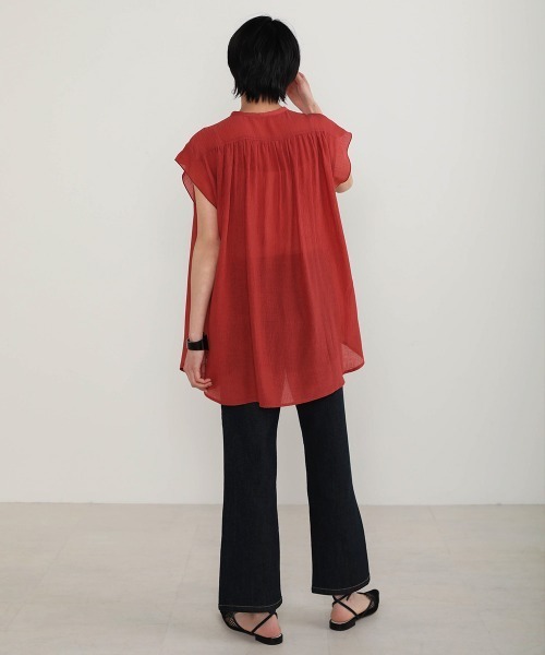 Bou Jeloud（ブージュルード）の「シフォン楊柳ギャザーブラウス（シャツ/ブラウス・レディース・ホワイト/ブラック/ブラウン/マスタード・FREE）」の21枚目の写真