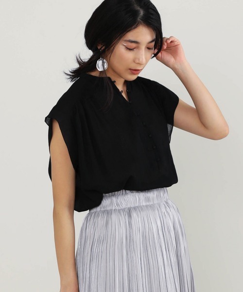 Bou Jeloud（ブージュルード）の「シフォン楊柳ギャザーブラウス（シャツ/ブラウス・レディース・ホワイト/ブラック/ブラウン/マスタード・FREE）」の14枚目の写真