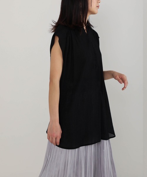 Bou Jeloud（ブージュルード）の「シフォン楊柳ギャザーブラウス（シャツ/ブラウス・レディース・ホワイト/ブラック/ブラウン/マスタード・FREE）」の6枚目の写真