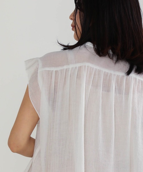 Bou Jeloud（ブージュルード）の「シフォン楊柳ギャザーブラウス（シャツ/ブラウス・レディース・ホワイト/ブラック/ブラウン/マスタード・FREE）」の7枚目の写真