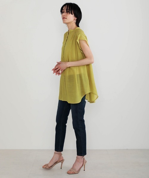 Bou Jeloud（ブージュルード）の「シフォン楊柳ギャザーブラウス（シャツ/ブラウス・レディース・ホワイト/ブラック/ブラウン/マスタード・FREE）」の12枚目の写真