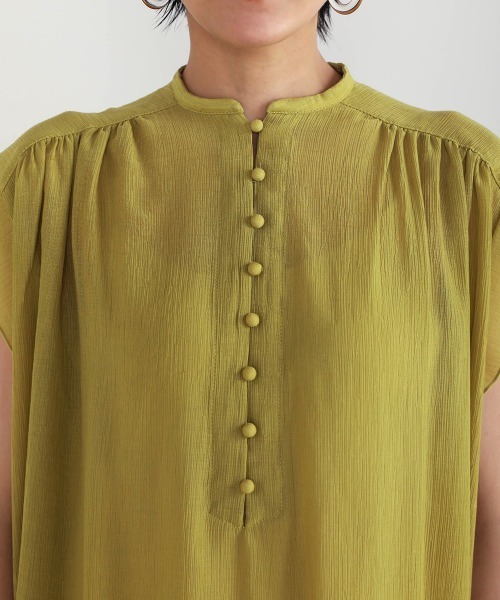 Bou Jeloud（ブージュルード）の「シフォン楊柳ギャザーブラウス（シャツ/ブラウス・レディース・ホワイト/ブラック/ブラウン/マスタード・FREE）」の8枚目の写真