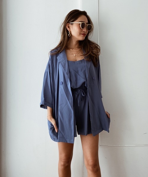 esutoreja（エストレジャ）の「ショートジャケット3点セットアップ（セットアップ・レディース・ブラック/ピンク/ブルー・FREE）」の3枚目の写真