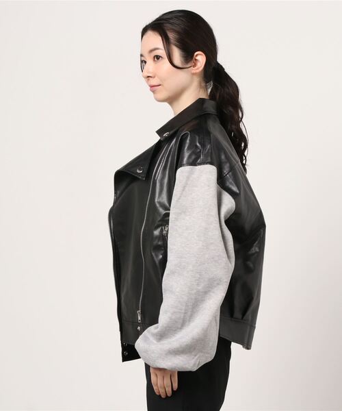 袖切り替えライダース