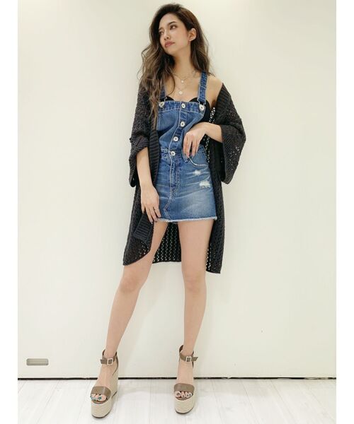 GYDA（ジェイダ）の「フロントボタンサロペットスカートライクショーパン（サロペット/オーバーオール・レディース・ライトブルー/ブルー・SMALL/MEDIUM）」の7枚目の写真