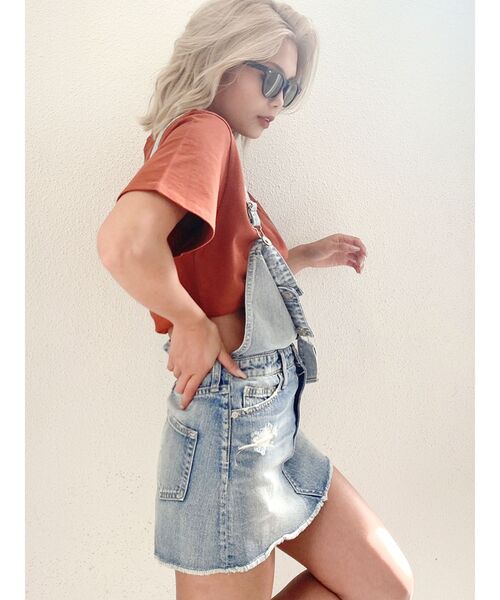 GYDA（ジェイダ）の「フロントボタンサロペットスカートライクショーパン（サロペット/オーバーオール・レディース・ライトブルー/ブルー・SMALL/MEDIUM）」の20枚目の写真