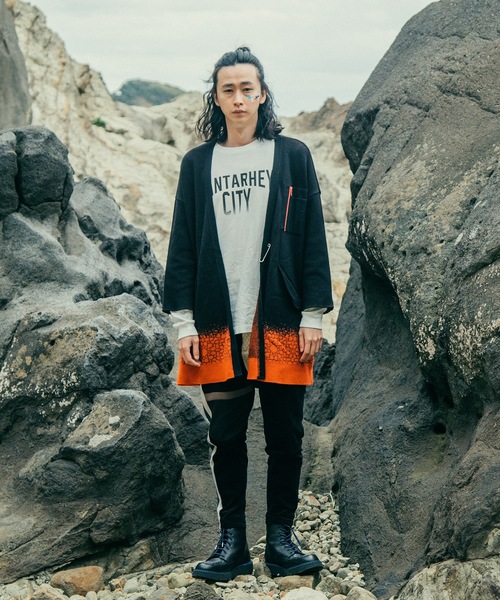 STOF（ストフ）の「【PANTARHEY】FADEOUT KNIT COAT（ノーカラーコート・メンズ・ブラック/ブルー・S/M）」の3枚目の写真