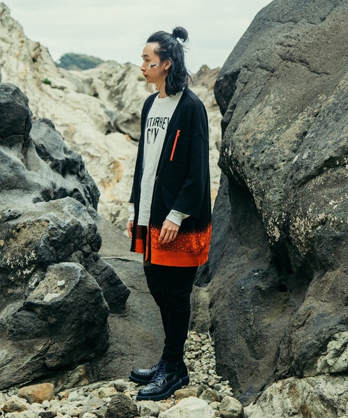 STOF（ストフ）の「【PANTARHEY】FADEOUT KNIT COAT（ノーカラーコート・メンズ・ブラック/ブルー・S/M）」の14枚目の写真