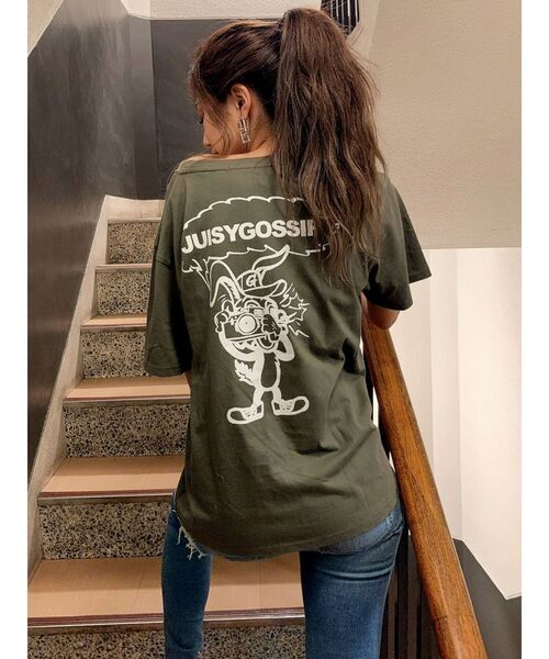 GYDA（ジェイダ）の「【WEB限定】paparazzi bunnyロゴT/S（Tシャツ/カットソー・レディース・ブラック/オフホワイト/ピンク/カーキ・FREE）」の14枚目の写真