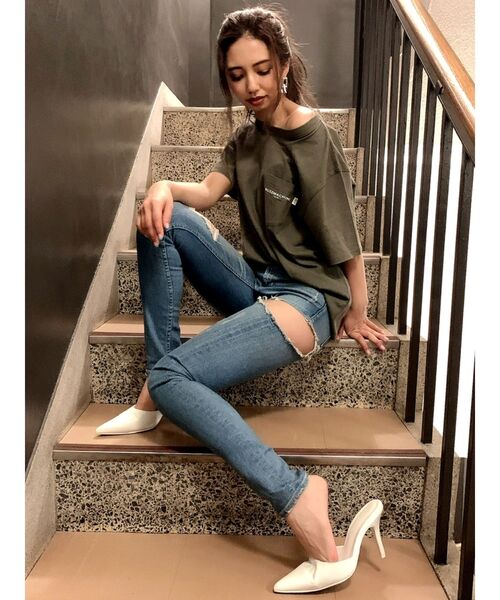 GYDA（ジェイダ）の「【WEB限定】paparazzi bunnyロゴT/S（Tシャツ/カットソー・レディース・ブラック/オフホワイト/ピンク/カーキ・FREE）」の19枚目の写真