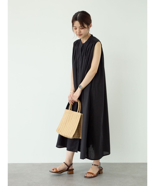 Petit fleur（プチフルール）の「・Petit fleur　ノースリギャザーワンピース＊（ワンピース・レディース・ブラック/オフホワイト/ネイビー/ミント・FREE）」の5枚目の写真