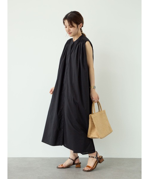 Petit fleur（プチフルール）の「・Petit fleur　ノースリギャザーワンピース＊（ワンピース・レディース・ブラック/オフホワイト/ネイビー/ミント・FREE）」の7枚目の写真