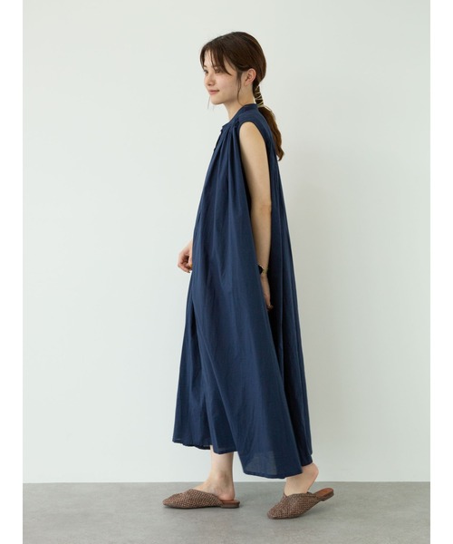 Petit fleur（プチフルール）の「・Petit fleur　ノースリギャザーワンピース＊（ワンピース・レディース・ブラック/オフホワイト/ネイビー/ミント・FREE）」の6枚目の写真