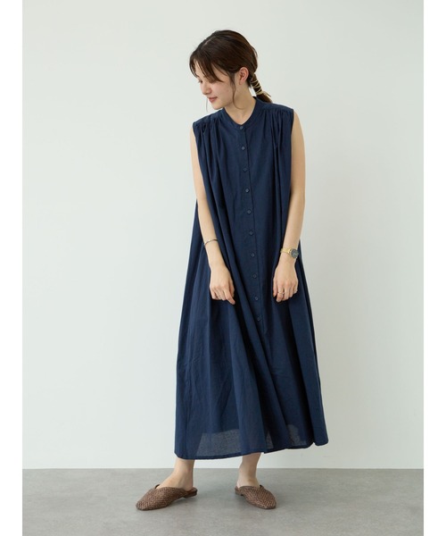 Petit fleur（プチフルール）の「・Petit fleur　ノースリギャザーワンピース＊（ワンピース・レディース・ブラック/オフホワイト/ネイビー/ミント・FREE）」の8枚目の写真