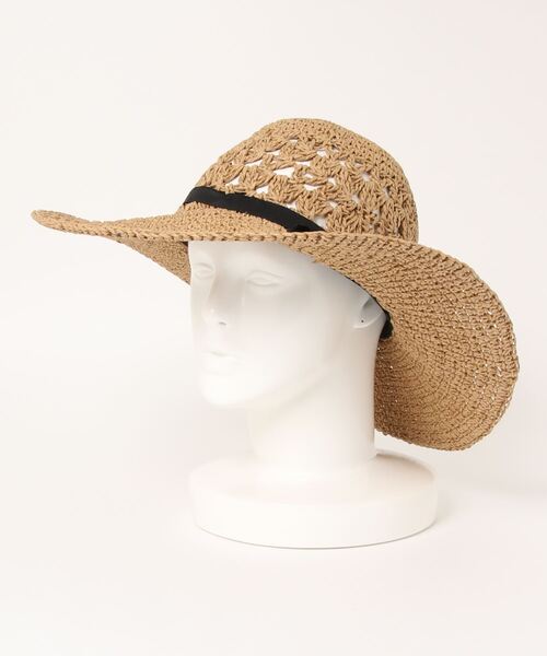 koe（コエ）の「手編みペーパーハット＊（ハット・レディース・ベージュ/ブラウン・FREE）」の2枚目の写真